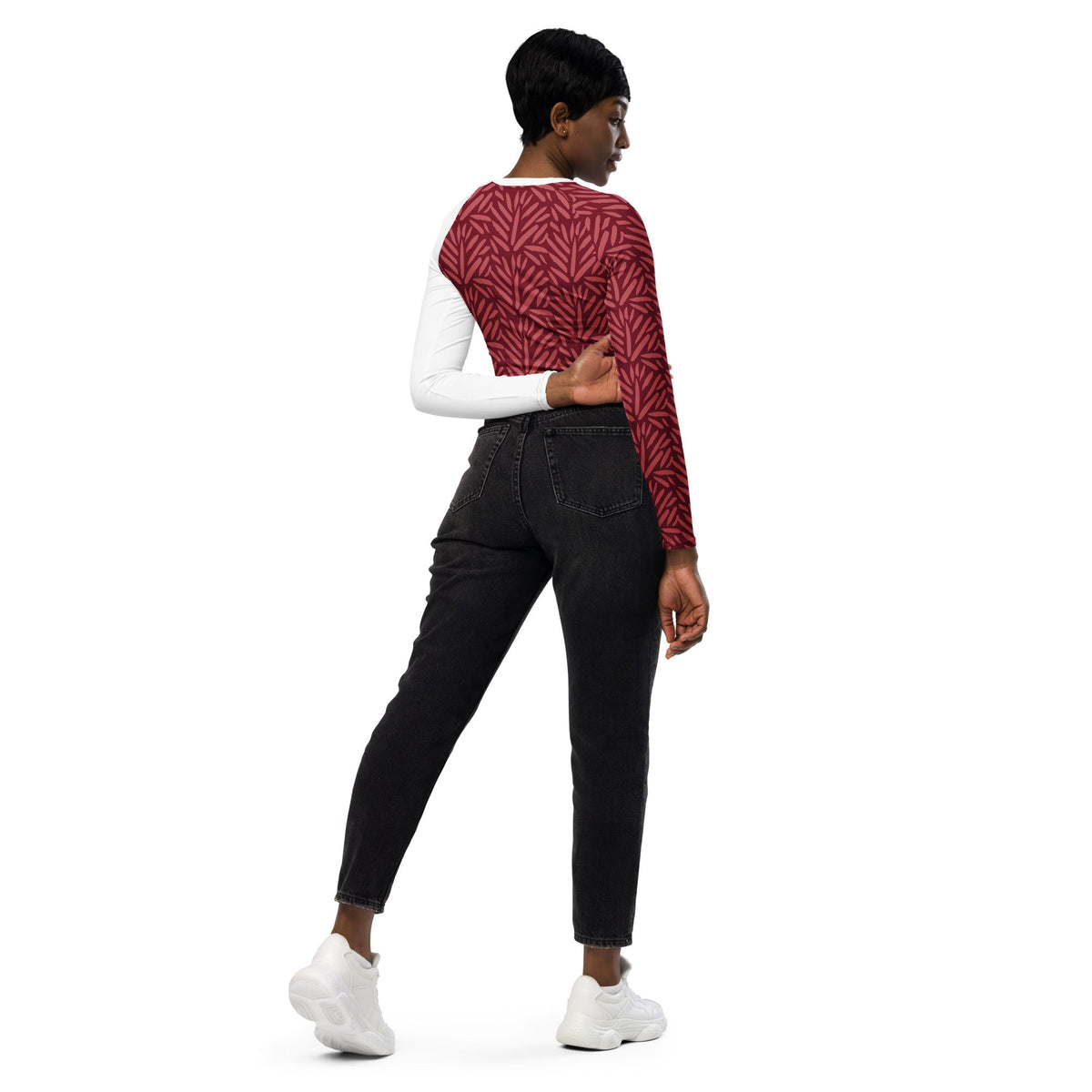 Coffee Pug Women’s Recycled Long‑Sleeve Crop Top – Eco‑Friendly Streetwear for Dog & Coffee Lovers - North fleece