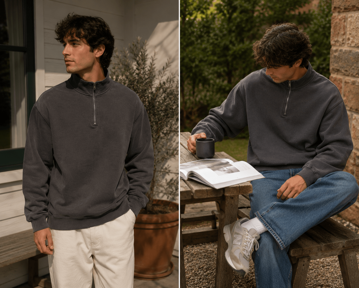 Garment Dyed Quarter-Zip Sweatshirt – Heavyweight - North fleece
