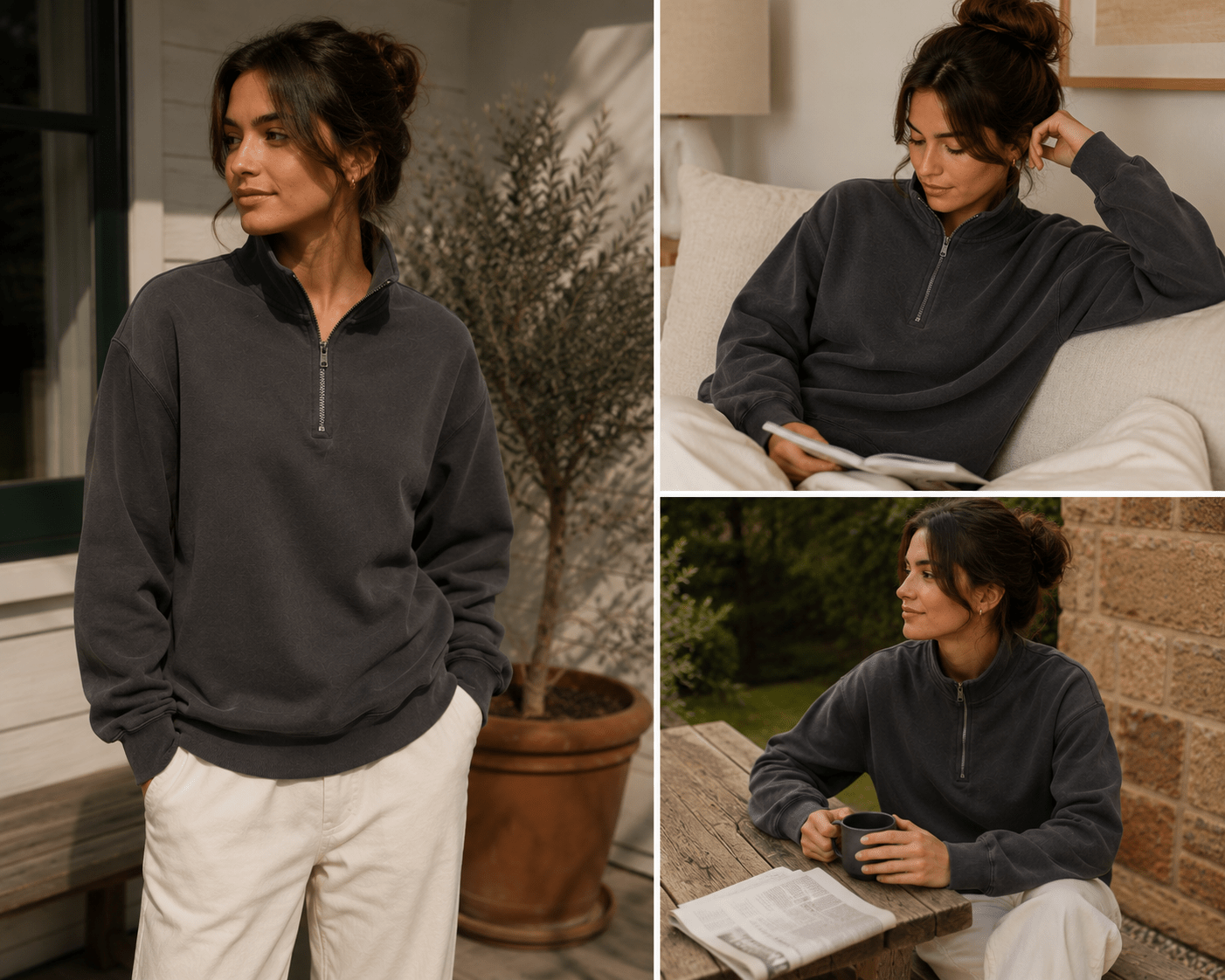 Garment Dyed Quarter-Zip Sweatshirt – Heavyweight - North fleece