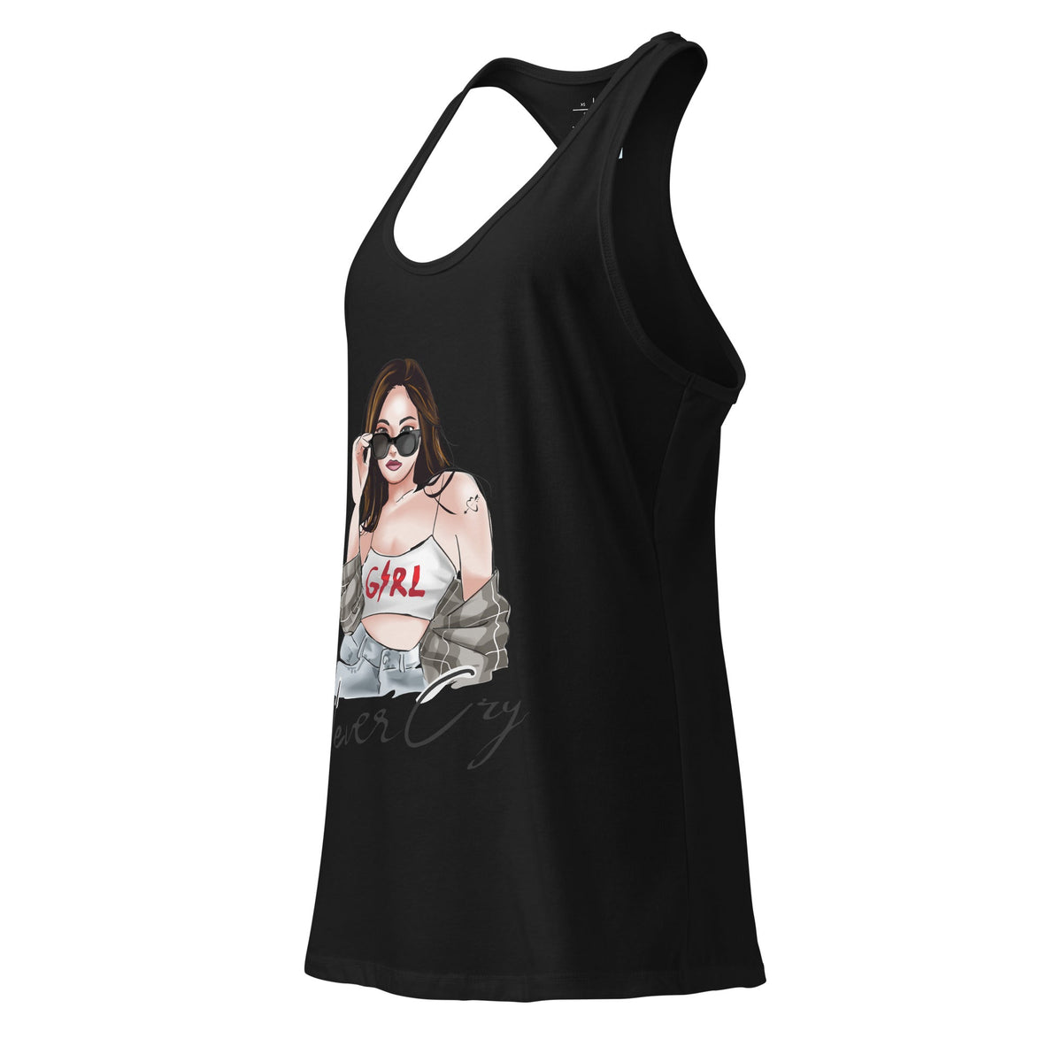 Never Cry Girl Women’s Racerback Tank Top – Bold Streetwear Confidence - North fleece