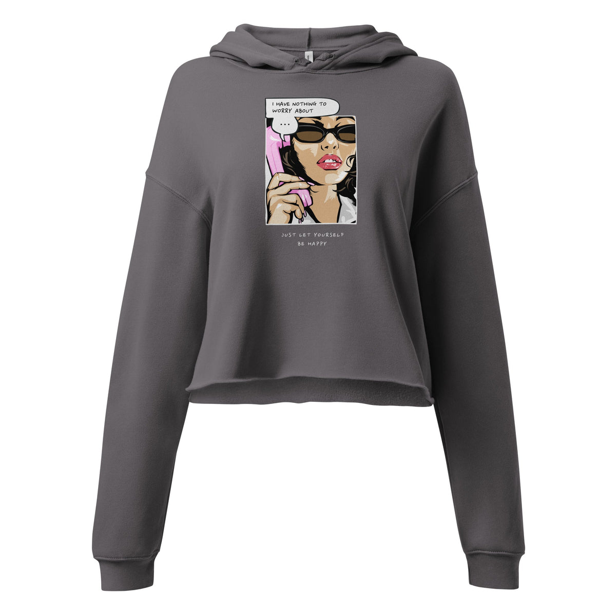 Women's Pop‑Art Confidence Cropped top Hoodie I Have Nothing to Worry About” - North fleece