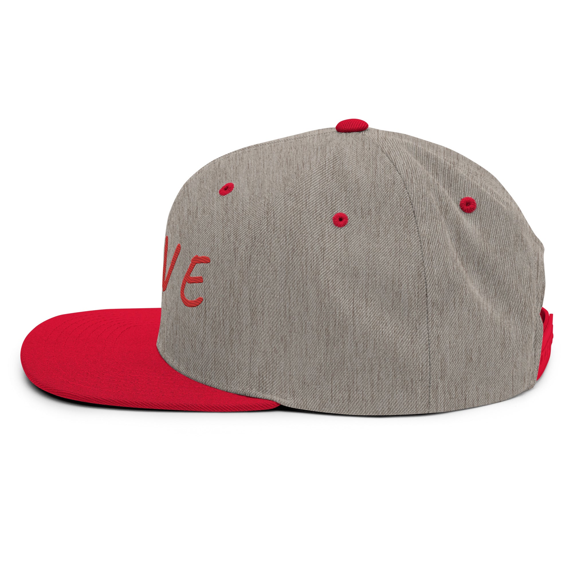 Gray and red baseball cap on a white background