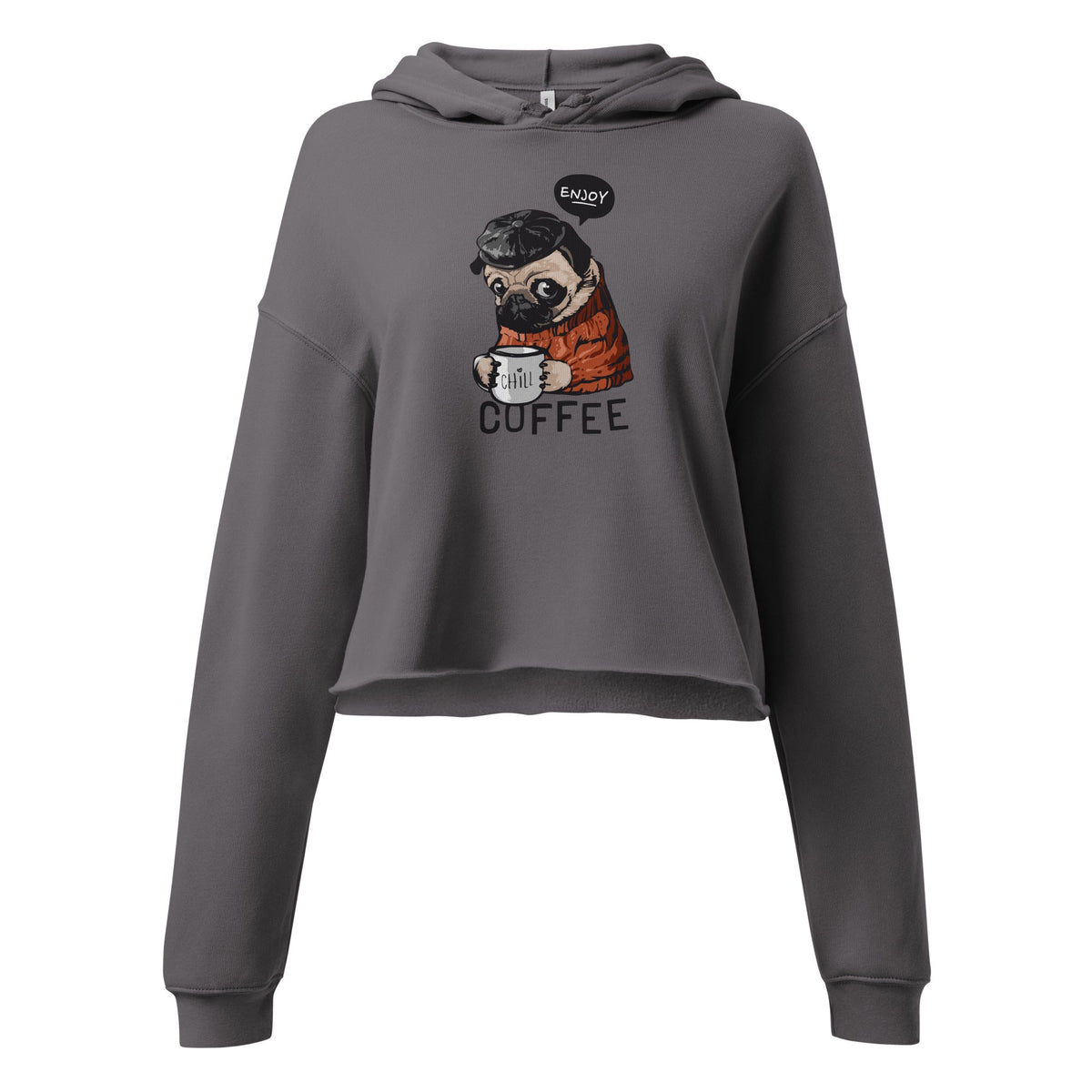 Coffee Pug Women’s Cropped Hoodie – Bold Streetwear for Dog & Coffee Lovers - North fleece